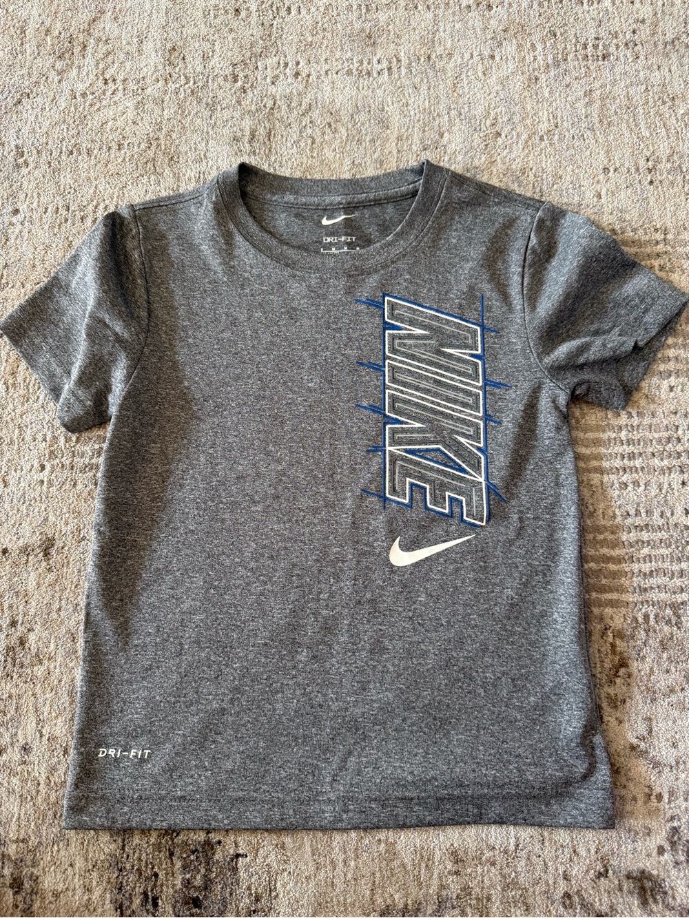 Nike Gray Heather Short Sleeve Tee with Blue Accent Logo